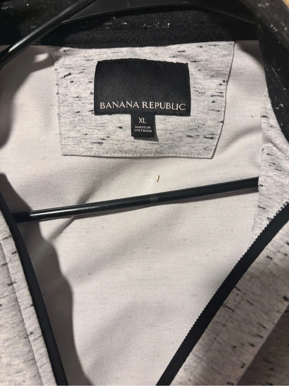 Banana Republic Sweater Mens XL Bomber Jacket Gray Black Full Zip Knit